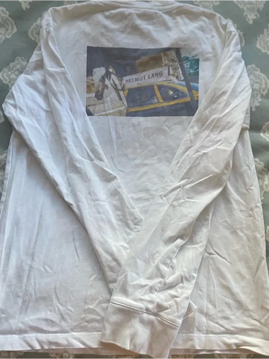 Helmut Lang White Logo Tag Cotton Tee - Picture 5 of 8